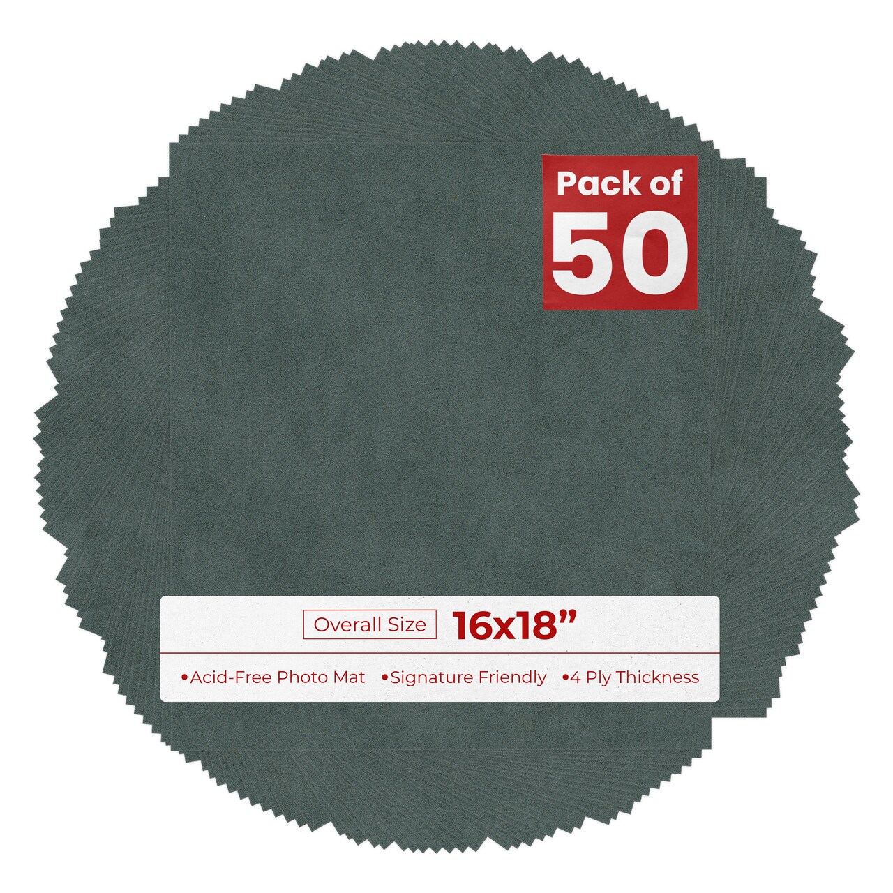 Dark Grey Suede 16x18 Uncut Mat Board - Blank Sheets, No Opening